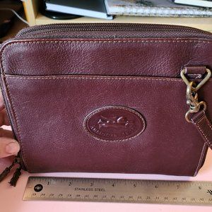Dark Brown Vintage American Angel Small Leather Crossbody Bag Organizer Purse